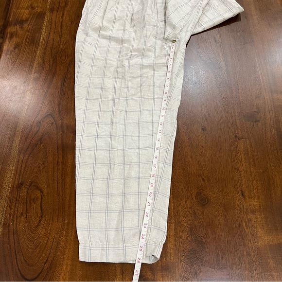 New! Madewell Pleated Taper Linen Blend Wide-Leg Pants in Windowpane Size 10 - Picture 10 of 11